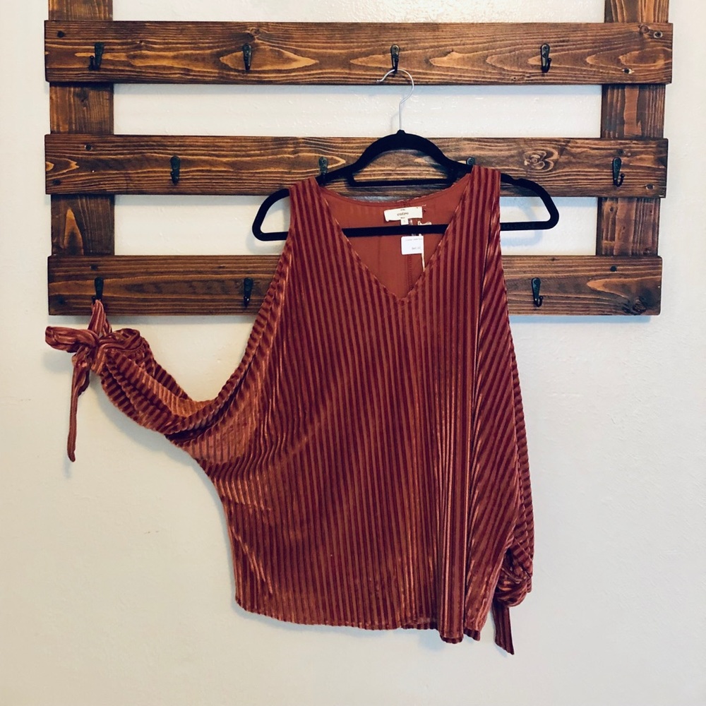 Dusty Rose Velvet Cold Shoulder Long Sleeve